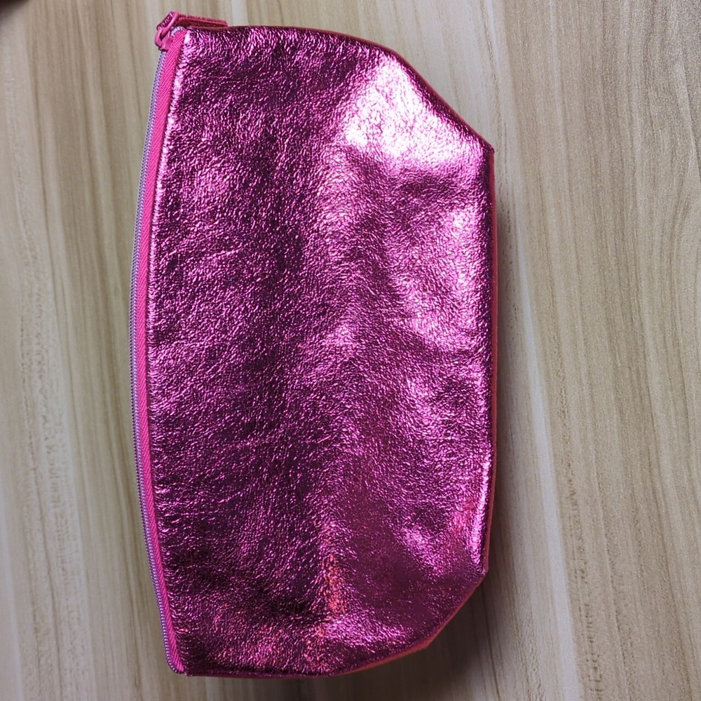 Pink Crushed Metallic Make-up Bag